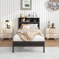 thumbnail image 5 of Twin Size Bed Frame with Storage Headboard & Charging Station, Metal Platform Bed with Built-In Bookcase, Space-Saving Design, No Box Spring Needed, Easy Assembly, Black, 5 of 9