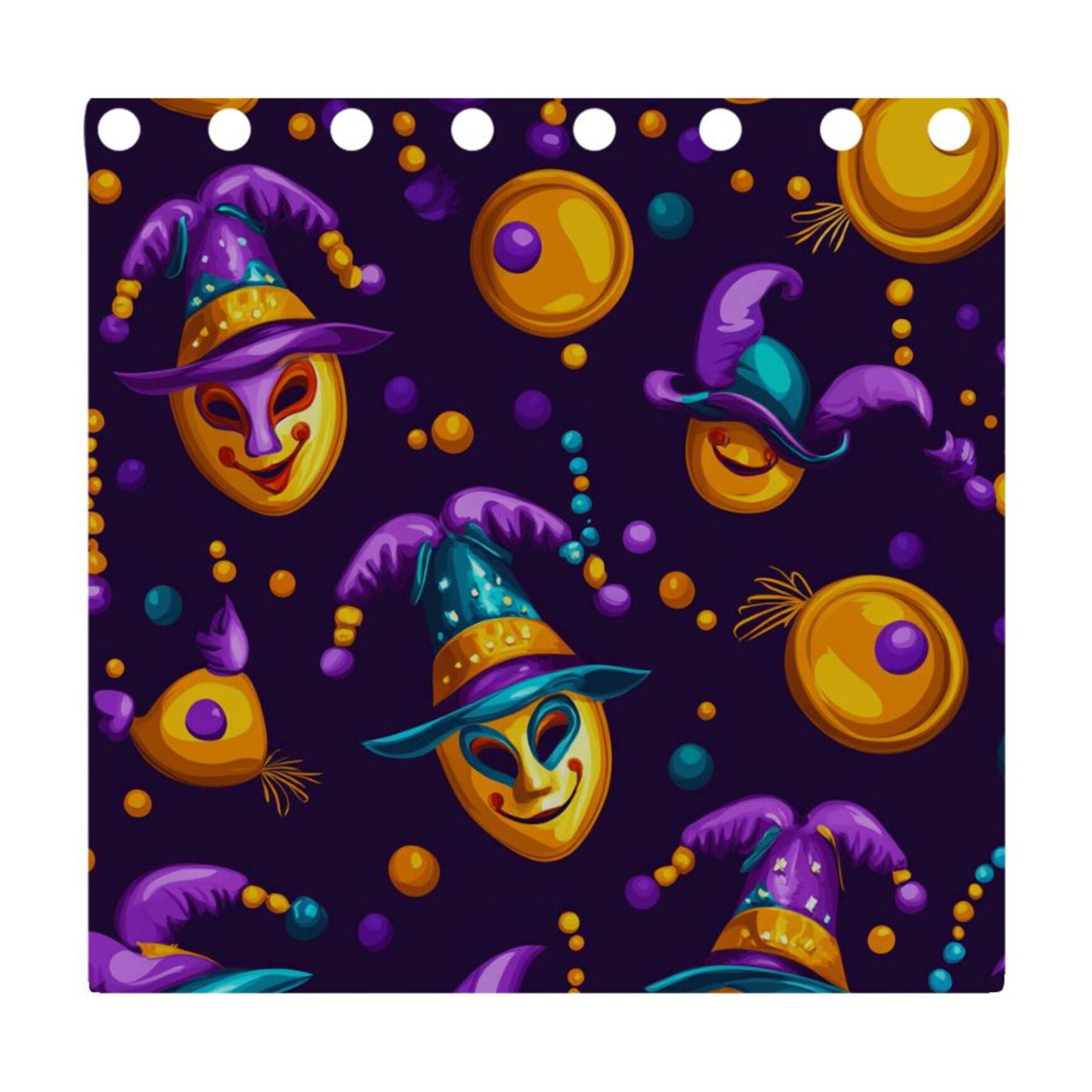 Colorful Mardi Gras Masks and Beads Blackout Curtains for Living Room Bedroom 55W x 54L Insulated Window Drapes 2 Panels