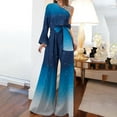thumbnail image 2 of Manxivoo Women Dress Women's Jumpsuits Casual Long Sleeve One Shoulder Shiny Wide Leg Jumpsuit Blue, 2 of 9