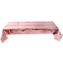 Efavormart 50"x50" Metallic Foil Square Tablecloth, Disposable Table Cover - Rose Gold Blush for ...