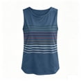 thumbnail image 7 of Vivianyo HD Women's Colorful Horizontal Striped Scoop Neck Sleeveless Tank Top, Casual Basic Summer Vest Top, Women's Navy, Sizes S-2XL, 7 of 7