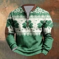 thumbnail image 2 of Penkiiy St Patricks Day Shamrock Patch Chest Print 1/4 Zip Sweatshirt 3XL Multicolor, 2 of 5