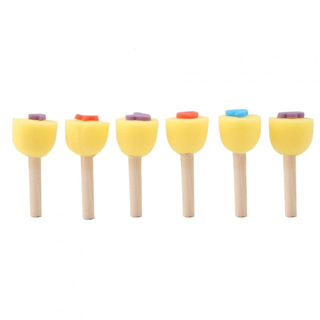 6 pinceles de esponja con mango de madera para niños, herramienta educativa para pintar y hacer tú mismo.