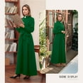 thumbnail image 5 of GRACEART Church Clergy Dress for Women Long Sleeve A Line Elegant Maxi Dress with Tab Insert Stand Collar and Belt, 5 of 12