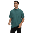 thumbnail image 4 of Zfeel Men's Stretch Polo Shirt Z7739, Polo for Men's, Smooth Nylon-Spandex, Snap Buttons, Forest Green, M, 4 of 5