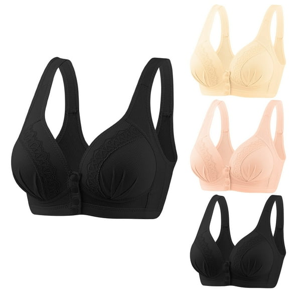 Itsame 3 Pack Everyday Sports Bra Set womens Full Support Bra Wireless Comfort Bralette Set Black Size XXL 44/100BC
