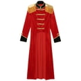 thumbnail image 5 of TiaoBug Men's Halloween Circus Ringmaster Costume Velvet Tailcoat Jacket Festive Rave Party Clubwear Red M, 5 of 7