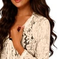 thumbnail image 7 of Vmvidoty 2026 Women's Elegant Long Sleeve Sheer Floral Lace Shrug Top Beige M, 7 of 7