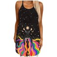 thumbnail image 4 of absuyy Women Dresses Plus Round neck Leisure Dresses Printed Loose Sleeveless Printed Sexy Fashion Dresses Multicolor Trendy Skirt Size M, 4 of 8