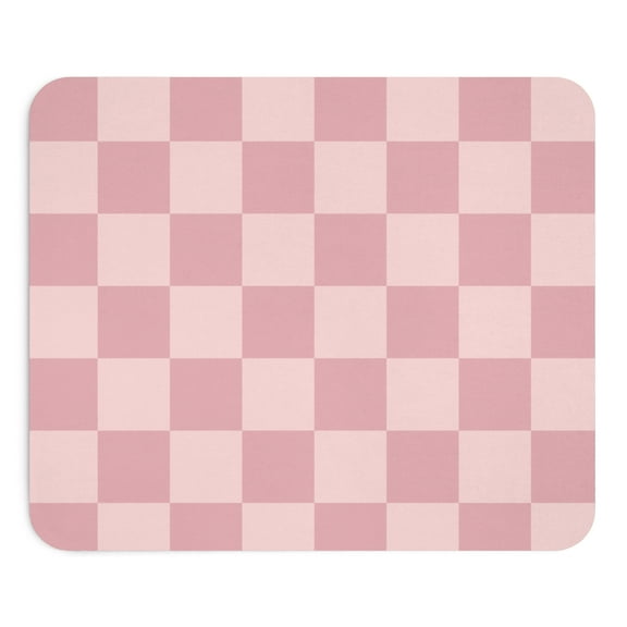Pink Checkered Mouse Pad 9.2"x8" – Squares Pattern Design, Non-Slip Rubber Base, Trendy Office Desk Accessory
