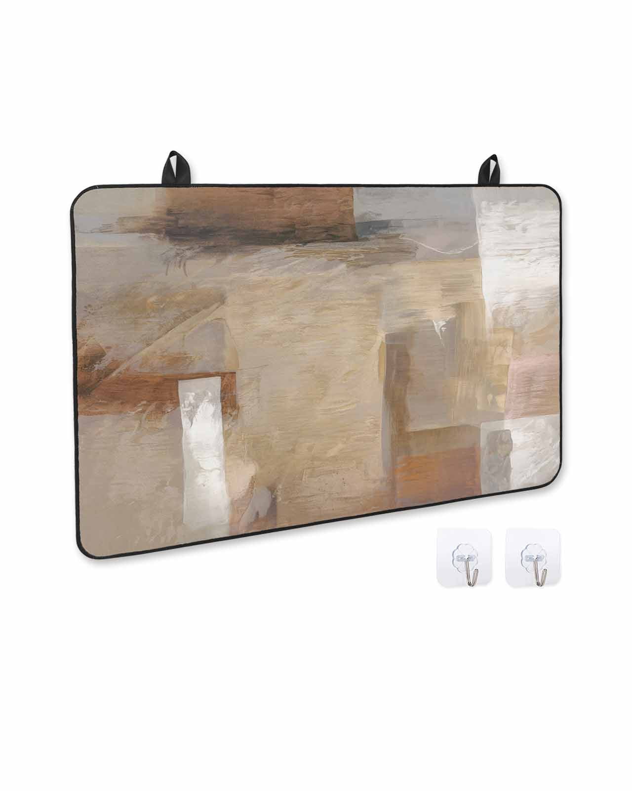 nqOlkjepod Large Induction Cooktop Protector Mat 24"x21", Brown Painting Stove Top Covers for Electric Stove, Modern Abstract Retro Art Aesthetics Stove Burner Cover Mats, Glass Top Stove Cover