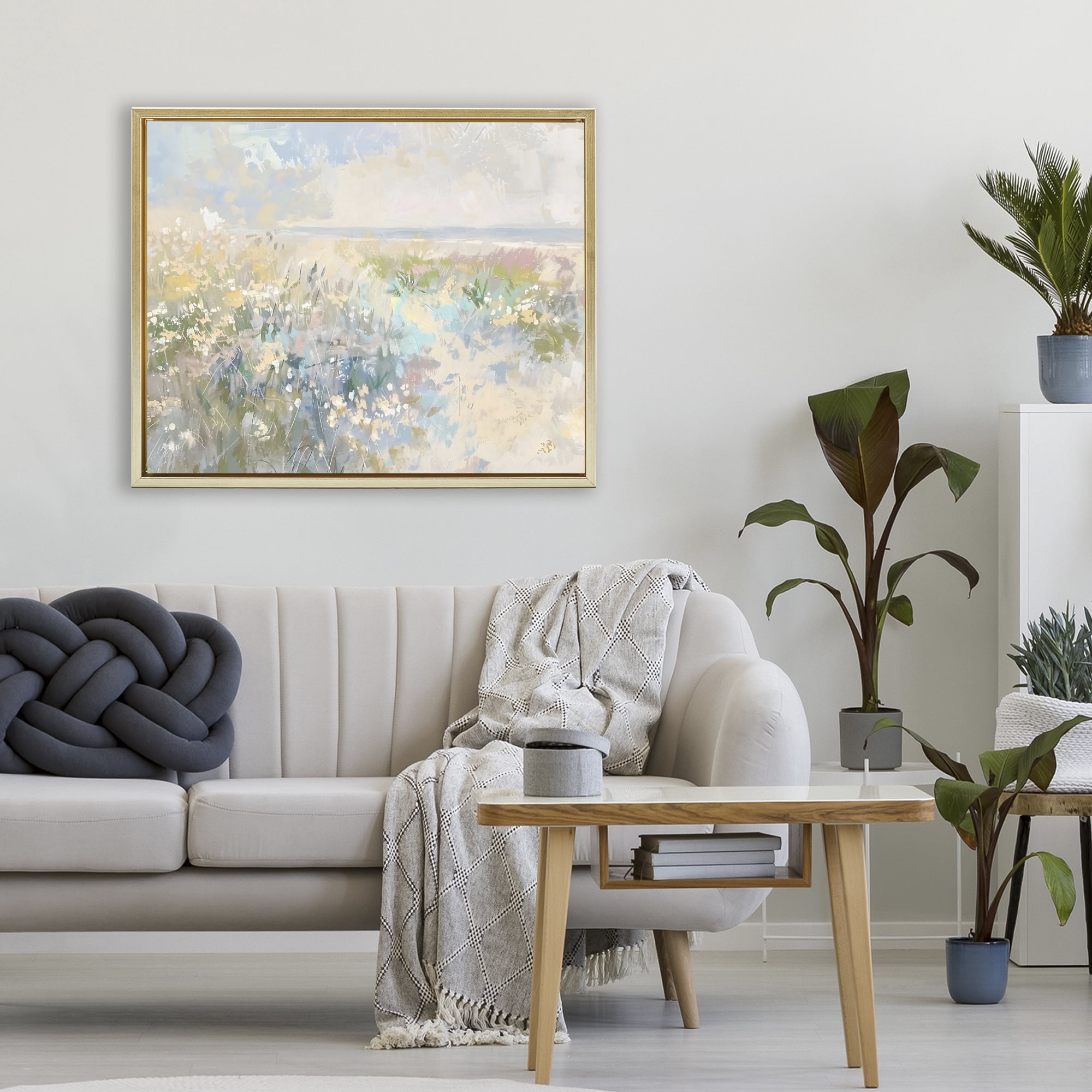 Stupell Industries Mottled Pastel Field Impression Gold Framed Floater Canvas Wall Art, design by Creative Studio