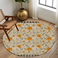 thumbnail image 2 of Round Rug 5Ft Washable Non-Slip, Spring Daisy Circle Area Rugs for Living Room Bedroom, Country Vintage Yellow White Floral Leaf Plaid Indoor Floor Mats Carpet Runner for Home Decor Aesthetic, 2 of 8