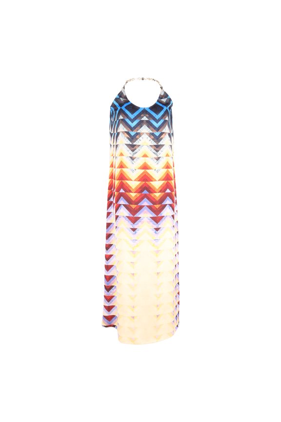 Pre-Owned Paco Rabanne Aztec Printed Maxi Dress in Multicolor Polyester
