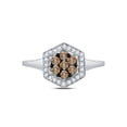 thumbnail image 2 of 10kt White Gold Womens Round Brown Diamond Polygon Cluster Ring 1/2 Cttw, 2 of 4