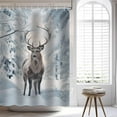 thumbnail image 5 of Winter Forest Deer Shower Curtain Snow Covered Forest Wild Animal Moose Snow Tree Wildlife Ldyllic Bathroom Decor Curtains Polyester Fabric with 12 Hook 72 X 72 inch, 5 of 6