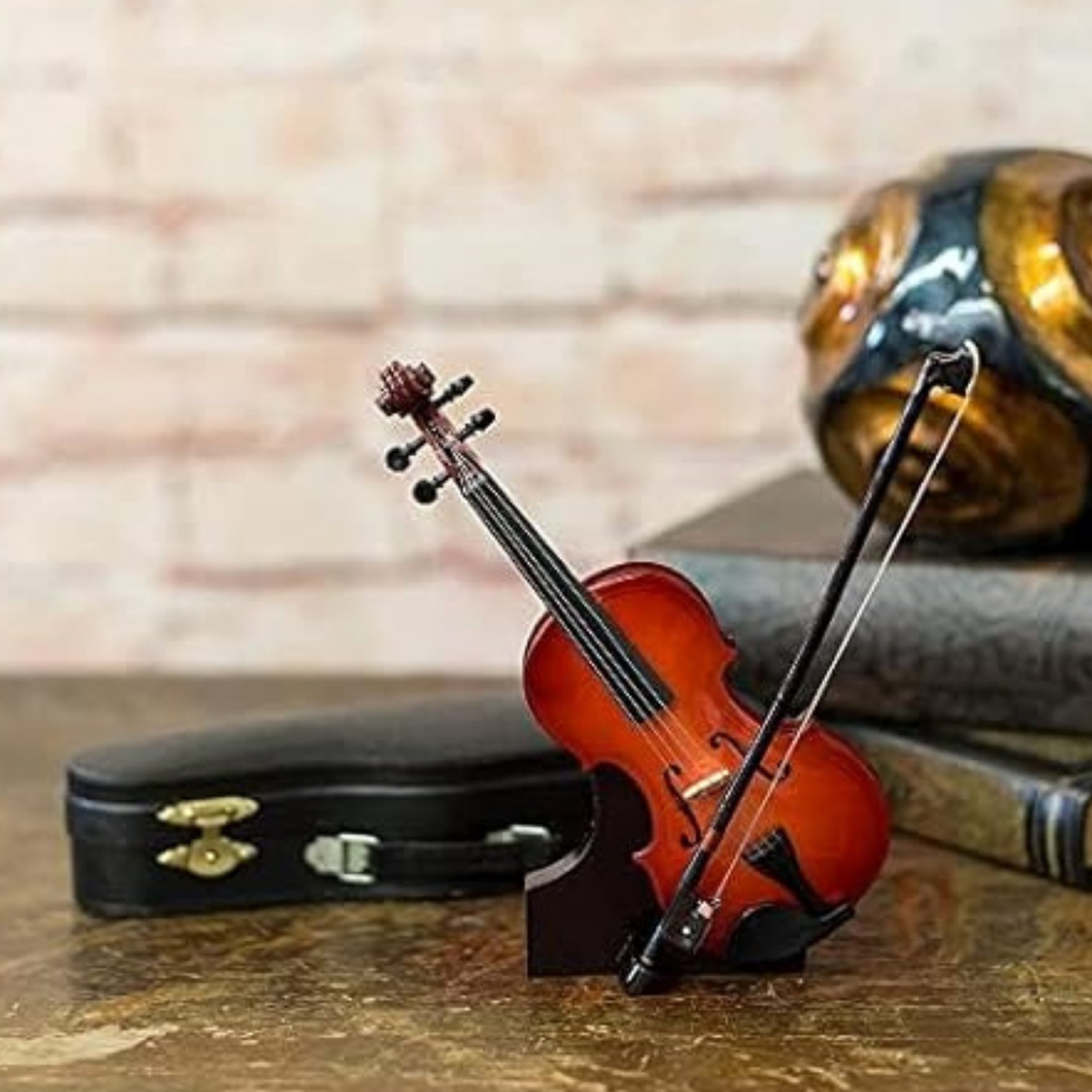 Broadway Gifts Miniature Violin with Case, Stand, and Bow, 7 Inches Tall