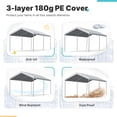 thumbnail image 2 of ADVANCE OUTDOOR 10x15 ft Carports Heavy Duty Car Canopy Garage Party Tent Boat Shelter, Adjustable Height from 9.5 ft to 11 ft, Grey, 2 of 7