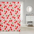 thumbnail image 2 of Red Cherry Shower Curtain Girls Cherry Fruit Fabric Shower Curtains for Boys Girls Yummy Food Bathroom Waterproof Accessories with Hooks Botanical Leaves Curtains Pink 72"W x 78"L (Pack of 1), 2 of 6
