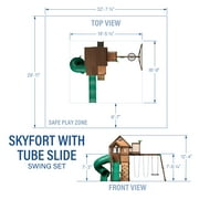 Backyard Discovery Skyfort II Cedar Wood Swing Set, Spiral Tube Slide, Clubhouse