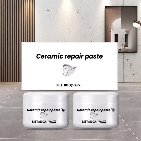 Ceramic Repair Paste Set For Tile & Ceramic Repairs, 2-Pack 15G Each, Easy Application For Cracked Surfaces, Chip Filling, Scratch Removing, And Minor Damage Ation