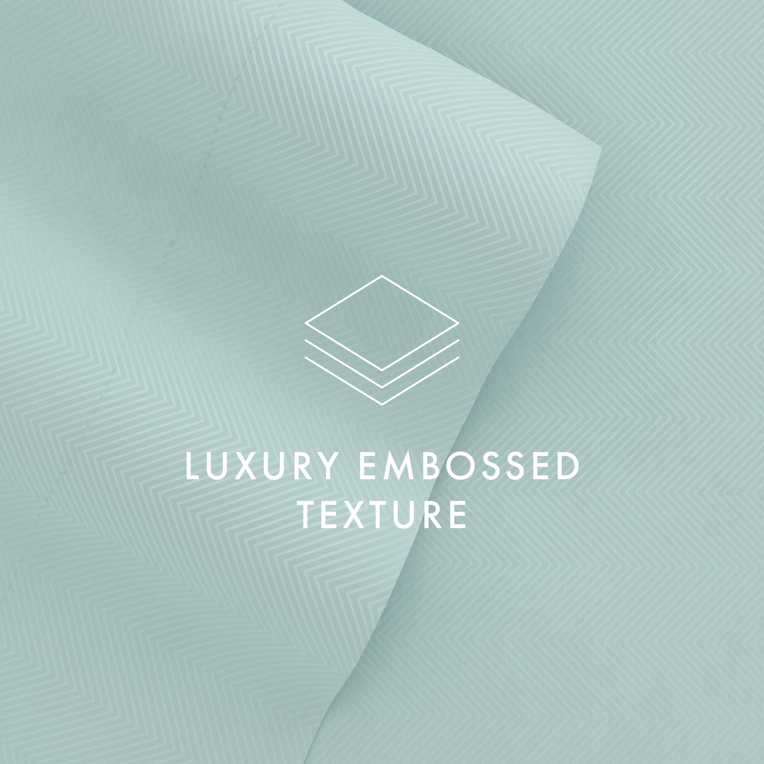 Noble Linens 4 Piece Aqua Chevron Embossed 4 Piece Bed Sheet Set, Twin