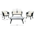 thumbnail image 3 of SAFAVIEH Torsla Outdoor Patio 4 Piece Conversation Set, Black/Beige, 3 of 4