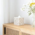 thumbnail image 4 of Tissue Box Cover Macrame Square Open-Bottom Tissue Box Holder Tissue Organizer Bohemian Handmade Woven Tissue Cube Box, Ivory, for Bathroom Bedroom Dresser Living Room Office Dorm, 4 of 4