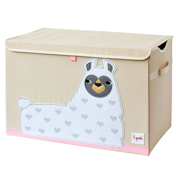 3 Sprouts Rectangular Storage Trunk Soft Fabric Toy Chest Box w/ Lid, Llama