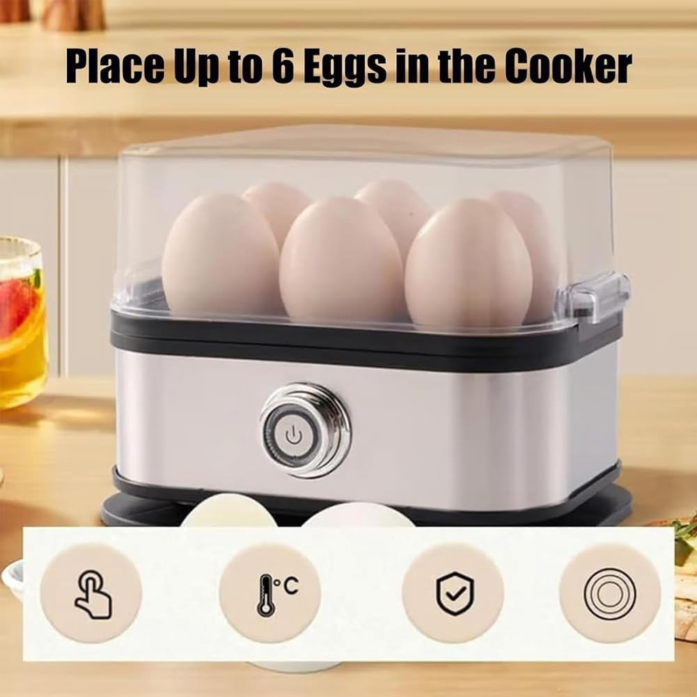 Smart Egg Cooker with Auto Shut Off, Eggs Maker with Tray Lid Soft/Medium/Hard Boiled Poached Egg Cookers, Effortless Egg Cooking with the Ultimate Stainless Steel Cooker(1PC)