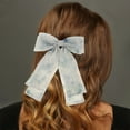 thumbnail image 2 of Unique Bargains 1 Pc Hair Barrettes Fashion Ink Wash Print Bow Hair Clip Blue, 2 of 5