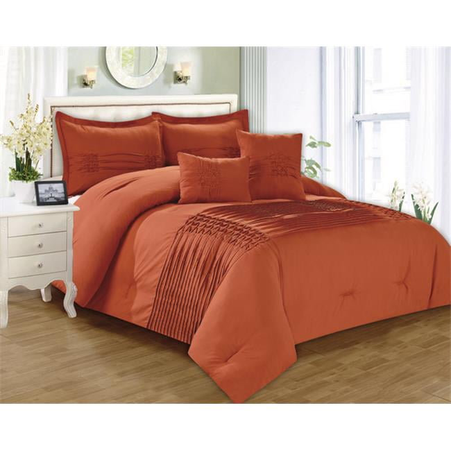 Luxury Home Astoria Pinktuck Pleated Comforter Set, Copper Queen 5