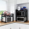 thumbnail image 2 of Microwave Stand Adjustable Microwave Shelf 2/3 Tiers Microwave Rack Thickened Retractable Microwave Stand Countertop with Storage Microwave Oven Rack Kitchen Counter Shelf (White, Three Layers), 2 of 4