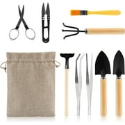 Naler 9 Piece Basic Bonsai Tools Set, Includes Pruning Shears, Mini Rake, Fold Scissors and More