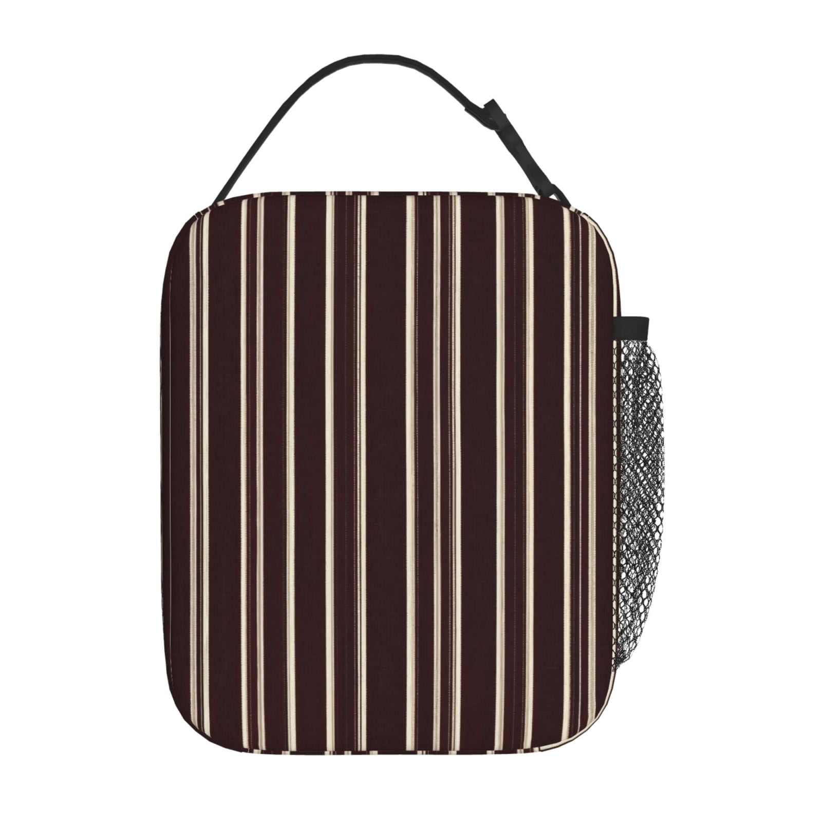 Lunch Bag For Women Men Insulated Portable Lunch Box Bento Box Office Picnic Travel Cooler Bag Maroon Stripe_1