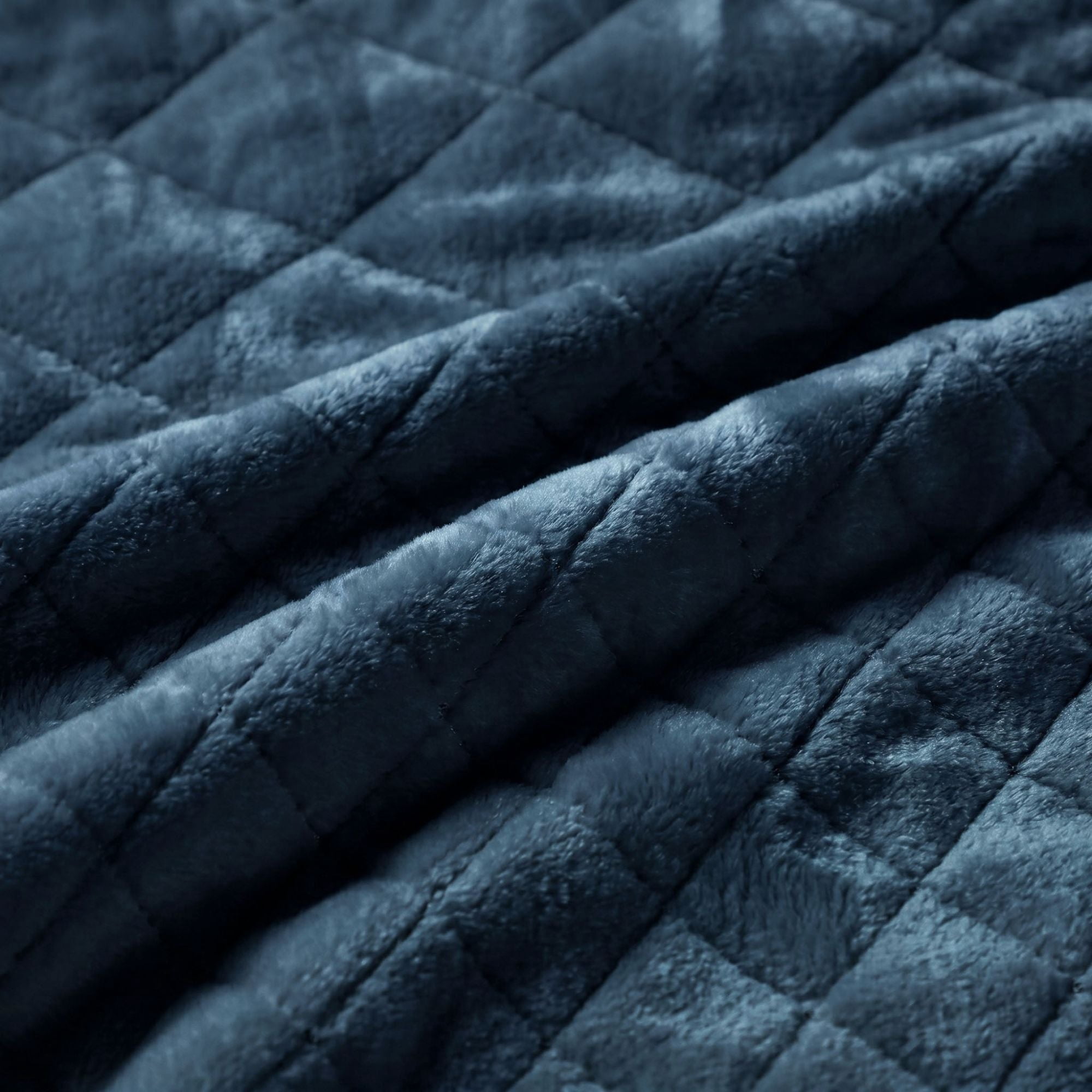 Superior Holly Grid Fluffy Fleece Blanket, Twin Size, Navy Blue