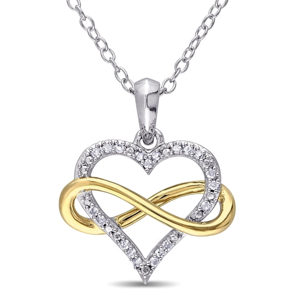 Everly Women's 1/10ct TW Diamond Two-Tone Sterling Silver Infinity Heart Pendant with Chain