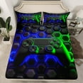 thumbnail image 2 of Erosebridal Gamepad King Sheet Sets, Gradient Neon Geometric Bed Sheets King, Blue Green Bedding King Size, Super Cozy Room Decoration, 4-Piece, 2 of 7