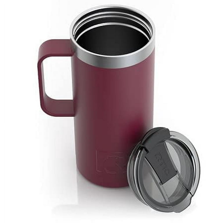 RTIC 16 oz Coffee Travel Mug with Lid and Handle, Stainless Steel Vacuum-Insulated  Mugs, Leak, Spill Proof, Hot Beverage and Cold, Portable Thermal Tumbler Cup  for Car, Camping, Maroon 