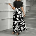 thumbnail image 3 of Difdany Maxi Dresses for Women 2025 Casual Patchwork Tie Puff Sleeve Dress Summer Modest Elegant Church Wedding Guest Dresses Black M, 3 of 7