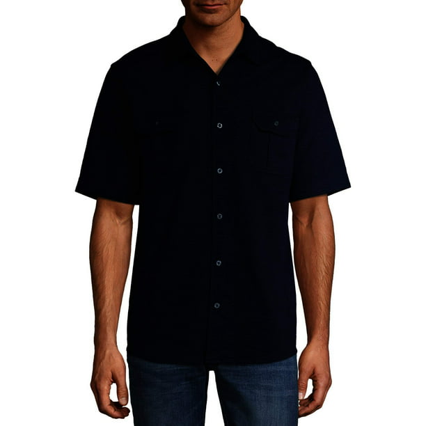 GEORGE - George Men's and Big Men's Ultra Soft Knit Short Sleeve Button ...