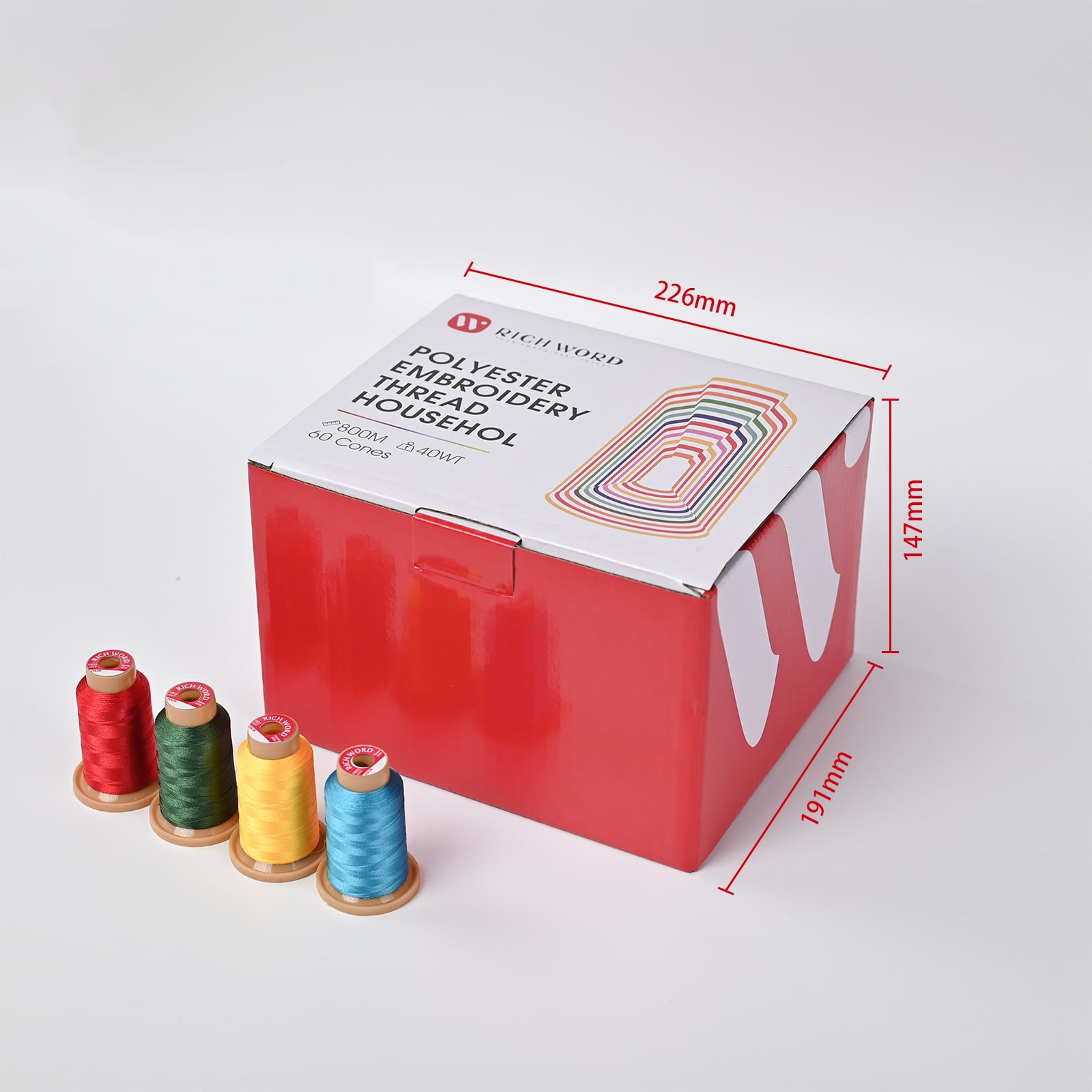 RICHWORD 60 Colors Embroidery Thread 800M (874Y) Polyester Thread Kit Each spool