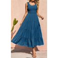 thumbnail image 6 of Womens Smocked Sleeveless Tiered Long Dresses, 6 of 13