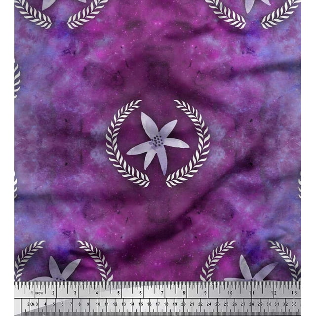 Soimoi Velvet Fabric Leaves,Floral & Galaxy Texture Printed Fabric 1 Yard 58 Inch Wide