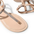 thumbnail image 3 of Harvest Land Women Flat Sandals T-Strap Rhinestone Dressy Thong Sandals for Ladies Summer Beach, 3 of 10