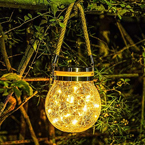 Solar Lantern Outdoor Hanging Solar Light 30led Mason Jar Light Waterproof Solar Table Lamp Crack Glass Globe Garden Light For Patio Yard Party Wedding Christmas Halloween Decoration Light Warm White Walmart Com