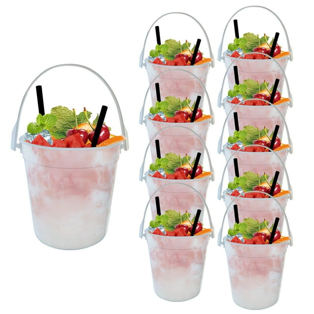 Buckets For Drinks Anything But A Cup Party Ideas 32oz Reusable Punch Bowls 10PACK 1 Liter Ice Bucket Smoothie Bucket Translucent Kitchen Cups Tumbler Set for Kitchen Vintage Rooster Coffee Cup Coffee