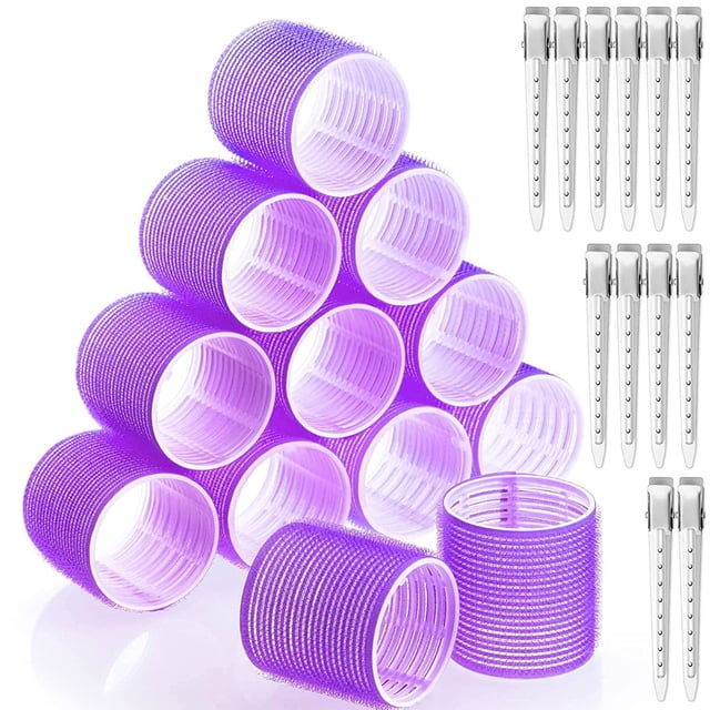 Sonducket 24X Hair Roller Auto-agarre Rizador Peluquería Volumen autoadhesivo Mano de obra fina Conveniencia profesional Accesorio para el cabello 6cmPúrpura oscuro