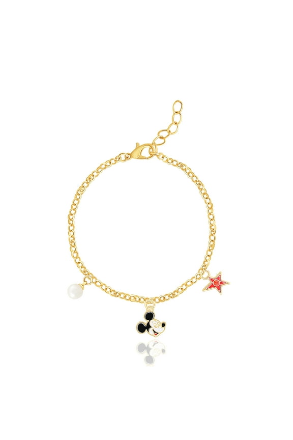 Mickey Mouse Charm Bracelet 6.5" + 1" - Official License Gold Plated 100th Anniversary Limited Edition Bracelet