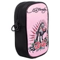 thumbnail image 3 of Ed Hardy Unisex Black/Pink Jaguar Rose Tatoo Print Nylon Phone Crossbody Bag With Adjustable Shoulder Strap, 3 of 6